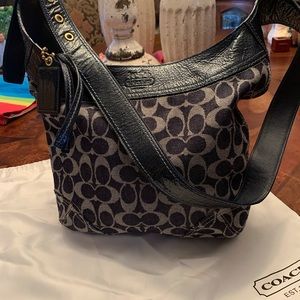 Coach signature denim shoulder bag